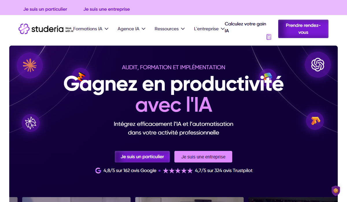 Aperçu du site Studeria